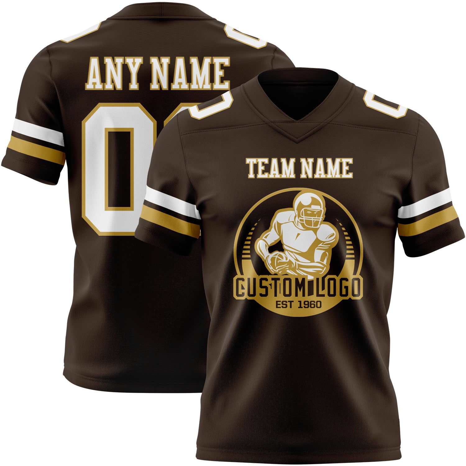 Custom Brown White-Old Gold Authentic Football Jersey