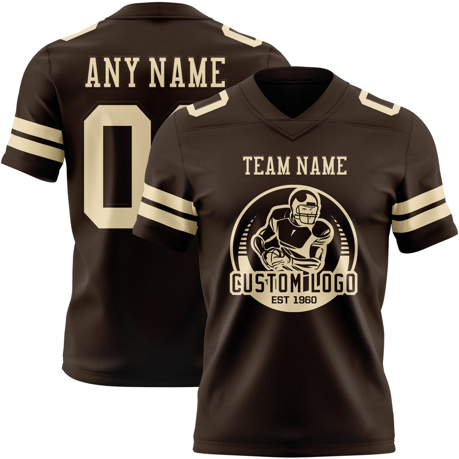 Custom Brown Cream Authentic Football Jersey