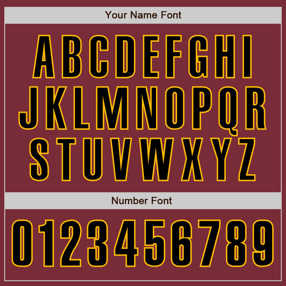 Custom Burgundy Black-Gold Authentic Baseball Jersey