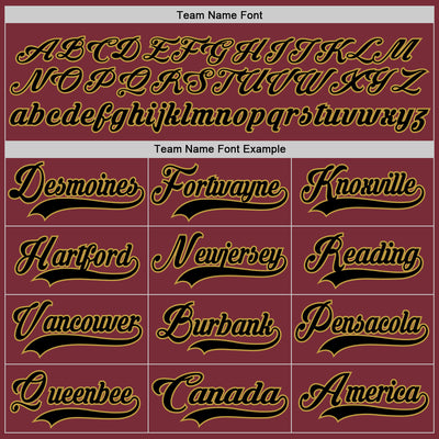 Custom Burgundy Black-Old Gold Hockey Lace Neck Jersey