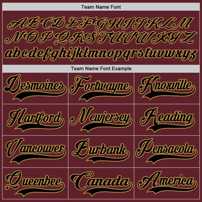 Custom Burgundy Black-Old Gold Hockey Jersey