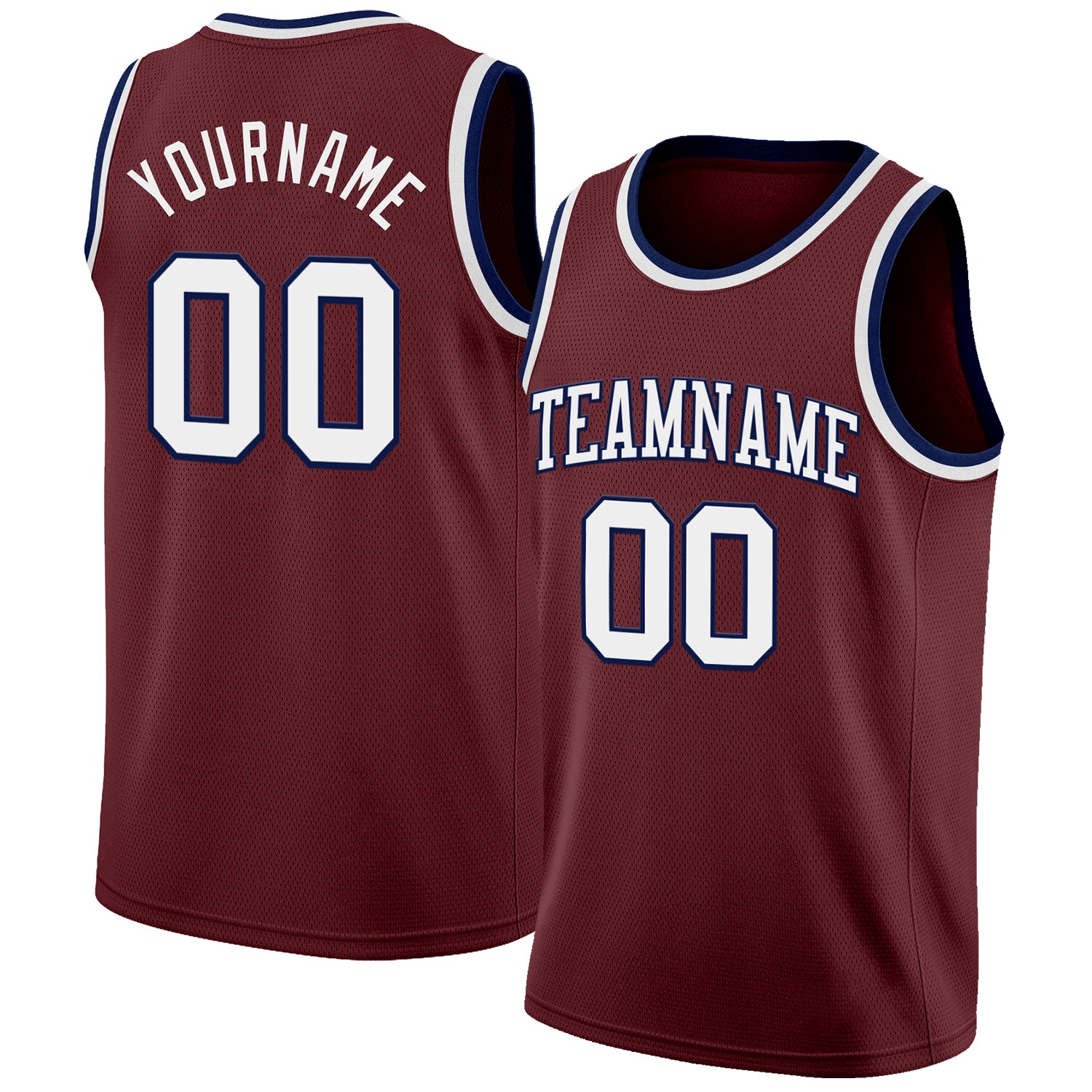 Custom Burgundy White-Navy Authentic Basketball Jersey