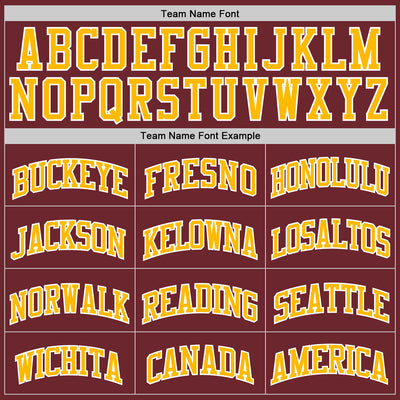 Custom Burgundy Gold-White Authentic Basketball Jersey