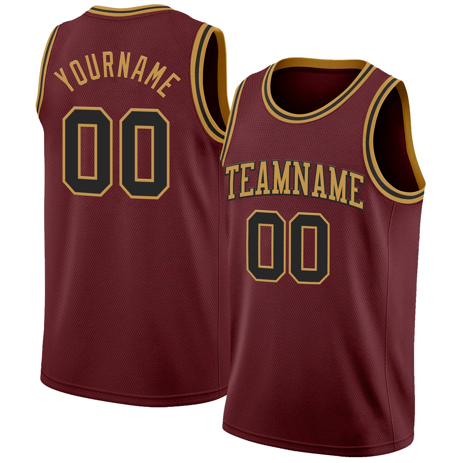 Custom Burgundy Black-Old Gold Authentic Basketball Jersey