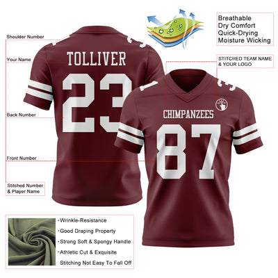 Custom Burgundy White Authentic Football Jersey