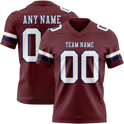 Custom Burgundy White-Navy Authentic Football Jersey