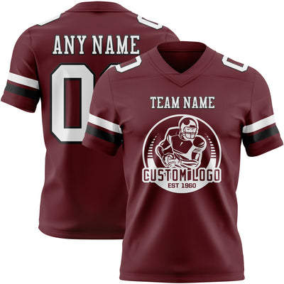 Custom Burgundy White-Black Authentic Football Jersey