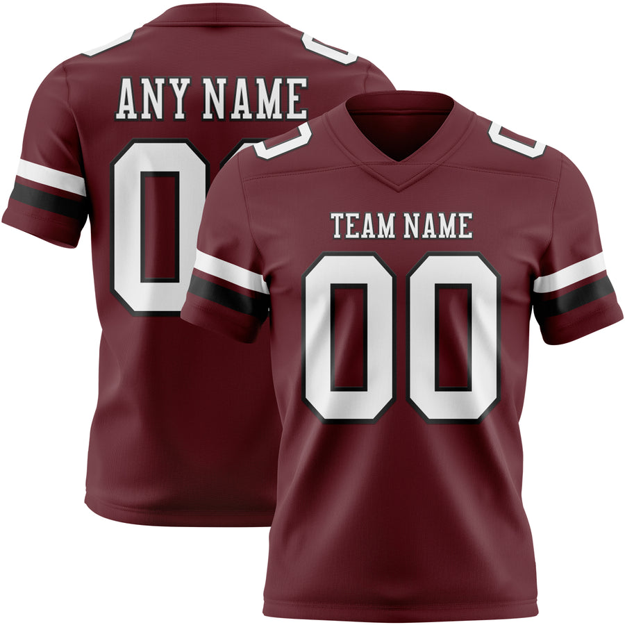 Custom Burgundy White-Black Authentic Football Jersey