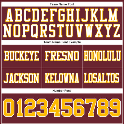 Custom Burgundy Gold-White Authentic Football Jersey