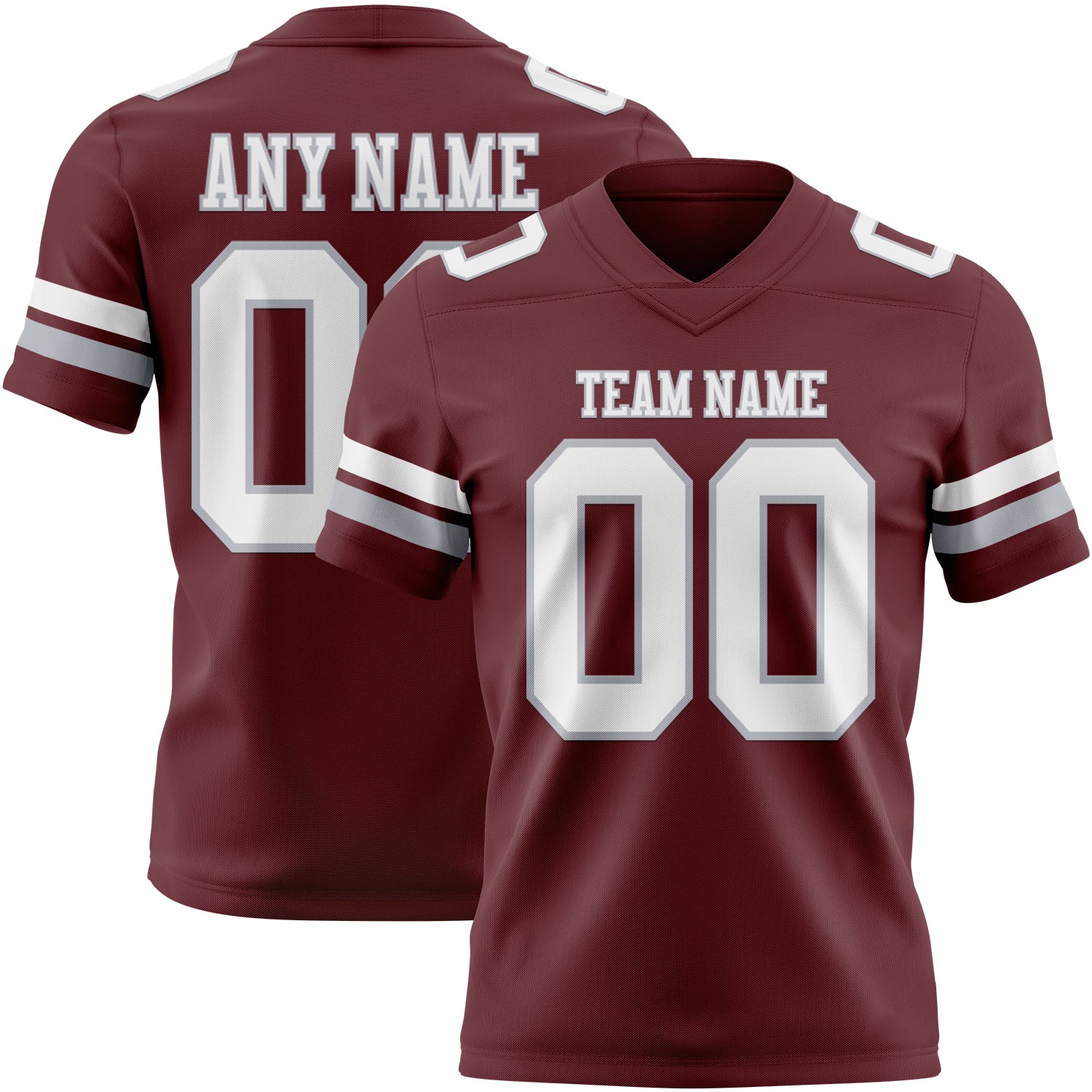 Custom Burgundy White-Gray Authentic Football Jersey