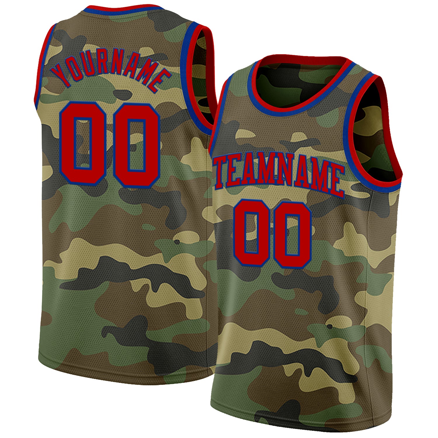 Custom Camo Red-Royal Authentic Salute To Service Basketball Jersey