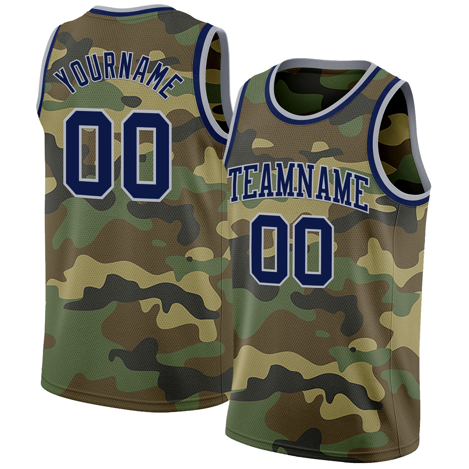 Custom Camo Navy-Gray Authentic Salute To Service Basketball Jersey