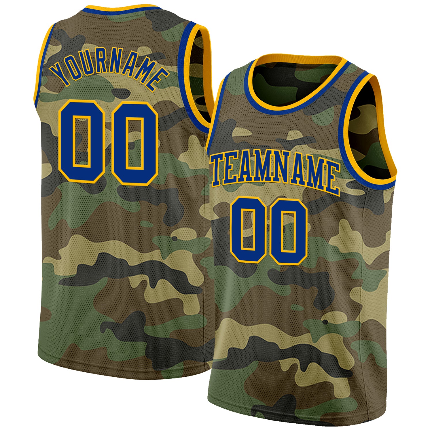 Custom Camo Royal-Gold Authentic Salute To Service Basketball Jersey