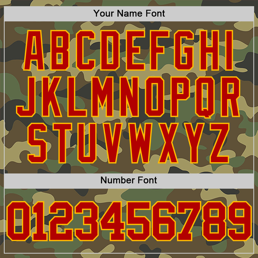 Custom Camo Red-Gold Authentic Salute To Service Basketball Jersey