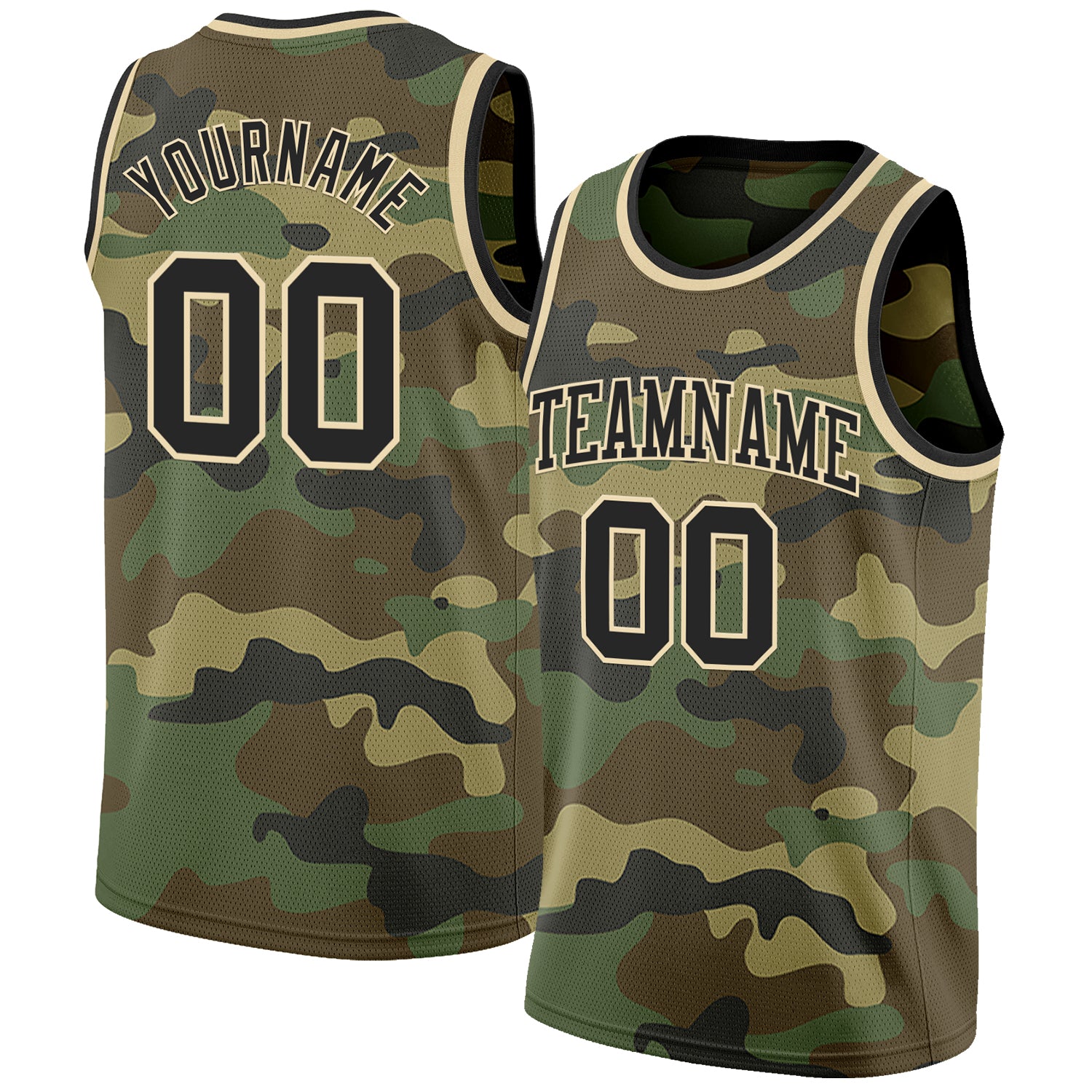 Custom Camo Black-Cream Authentic Salute To Service Basketball Jersey