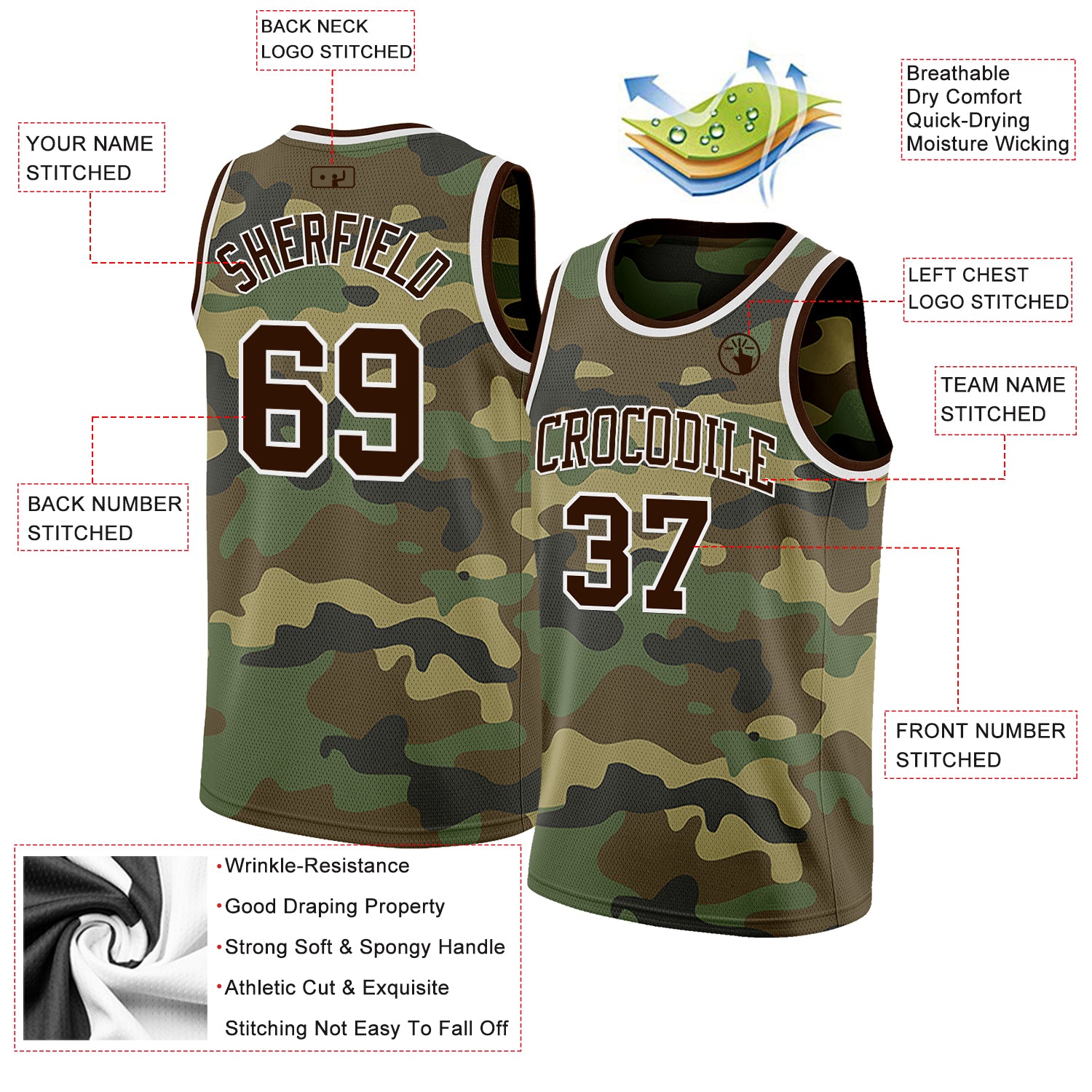 Custom Camo Brown-White Authentic Salute To Service Basketball Jersey