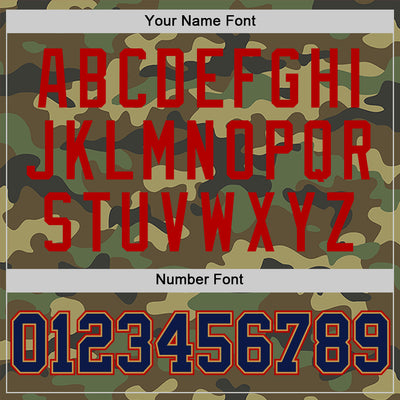 Custom Camo Navy Old Gold-Red Authentic Salute To Service Basketball Jersey