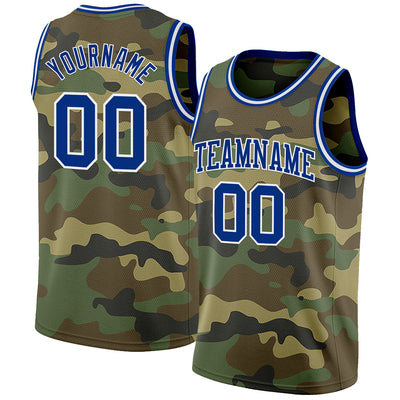 Custom Camo Royal-White Authentic Salute To Service Basketball Jersey