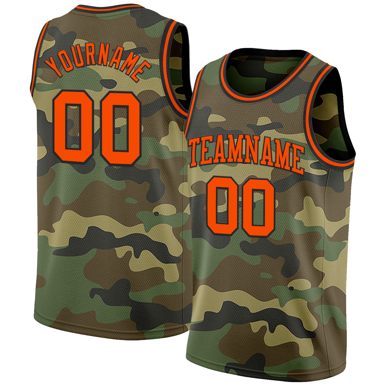 Custom Camo Orange-Black Authentic Salute To Service Basketball Jersey