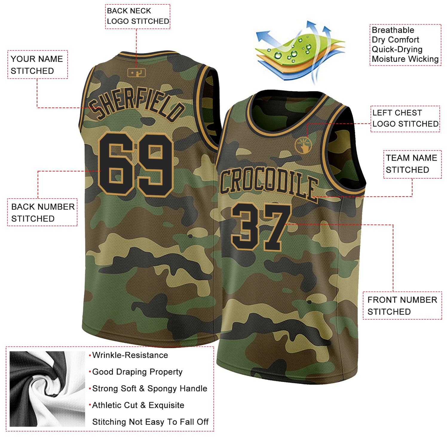 Custom Camo Black-Old Gold Authentic Salute To Service Basketball Jersey