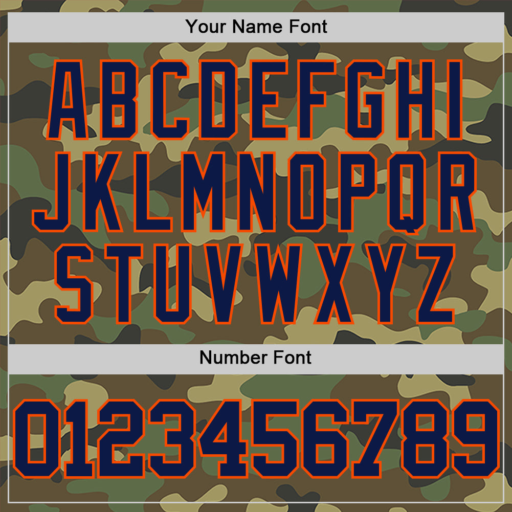 Custom Camo Navy-Orange Authentic Salute To Service Basketball Jersey