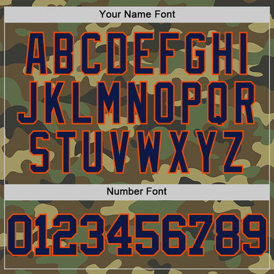Custom Camo Navy-Orange Authentic Salute To Service Basketball Jersey