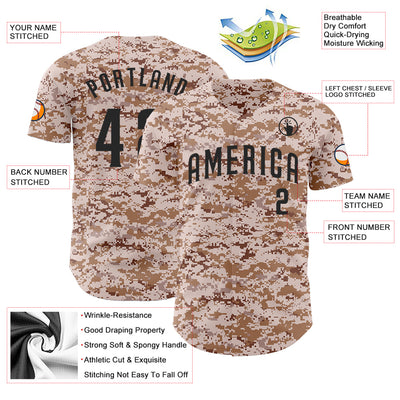 Custom Camo Black Authentic Salute To Service Baseball Jersey