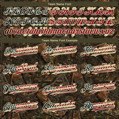 Custom Camo Vintage USA Flag-Cream 3D Woodland Camo Authentic Salute To Service Baseball Jersey