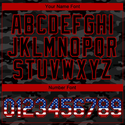 Custom Camo USA Flag Black-Red 3D Authentic Salute To Service Baseball Jersey