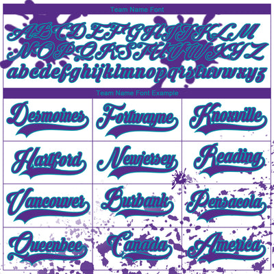 Custom Camo Purple Teal-White Splash Hockey Lace Neck Jersey