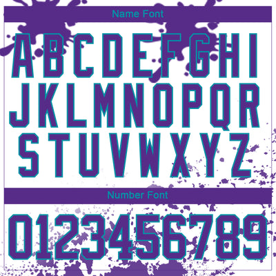 Custom Camo Purple Teal-White Splash Hockey Lace Neck Jersey