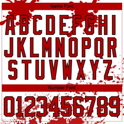 Custom Camo Red Black-White Splash Hockey Lace Neck Jersey