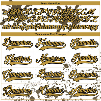 Custom Camo Old Gold Olive Black-White Splash Hockey Lace Neck Jersey