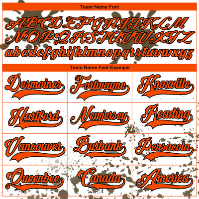 Custom Camo Orange Olive Black-White Splash Hockey Lace Neck Jersey