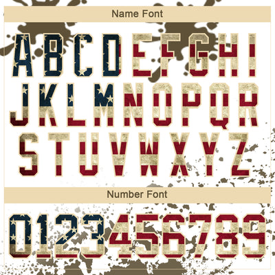 Custom Camo Vintage USA Flag Olive Black Cream-White Splash Hockey Lace Neck Jersey