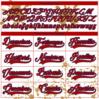 Custom Camo Red Old Gold Navy-White Splash Hockey Lace Neck Jersey