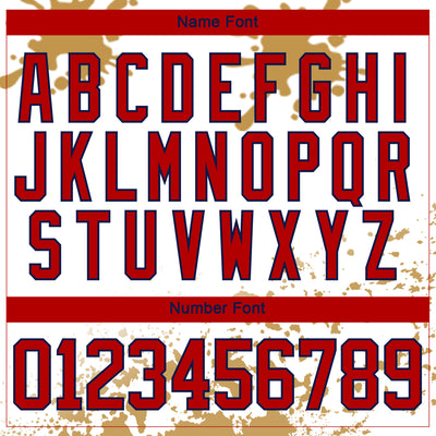 Custom Camo Red Old Gold Navy-White Splash Hockey Lace Neck Jersey