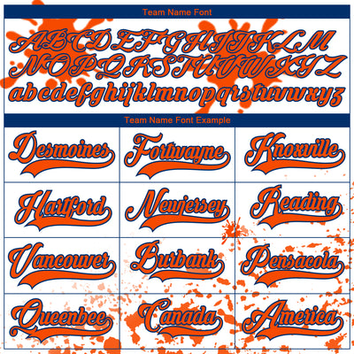 Custom Camo Orange US Navy Blue-White Splash Hockey Lace Neck Jersey