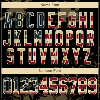 Custom Camo Vintage USA Flag Olive Black-Cream Splash Hockey Lace Neck Jersey