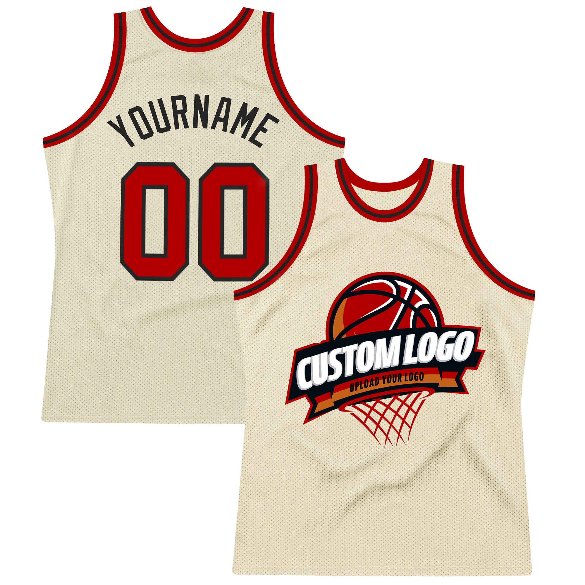 Cheap Custom Black Gold-Red Authentic Throwback Basketball Jersey