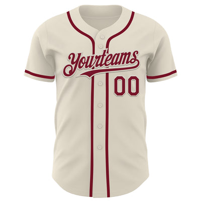 Custom Cream Crimson Authentic Baseball Jersey