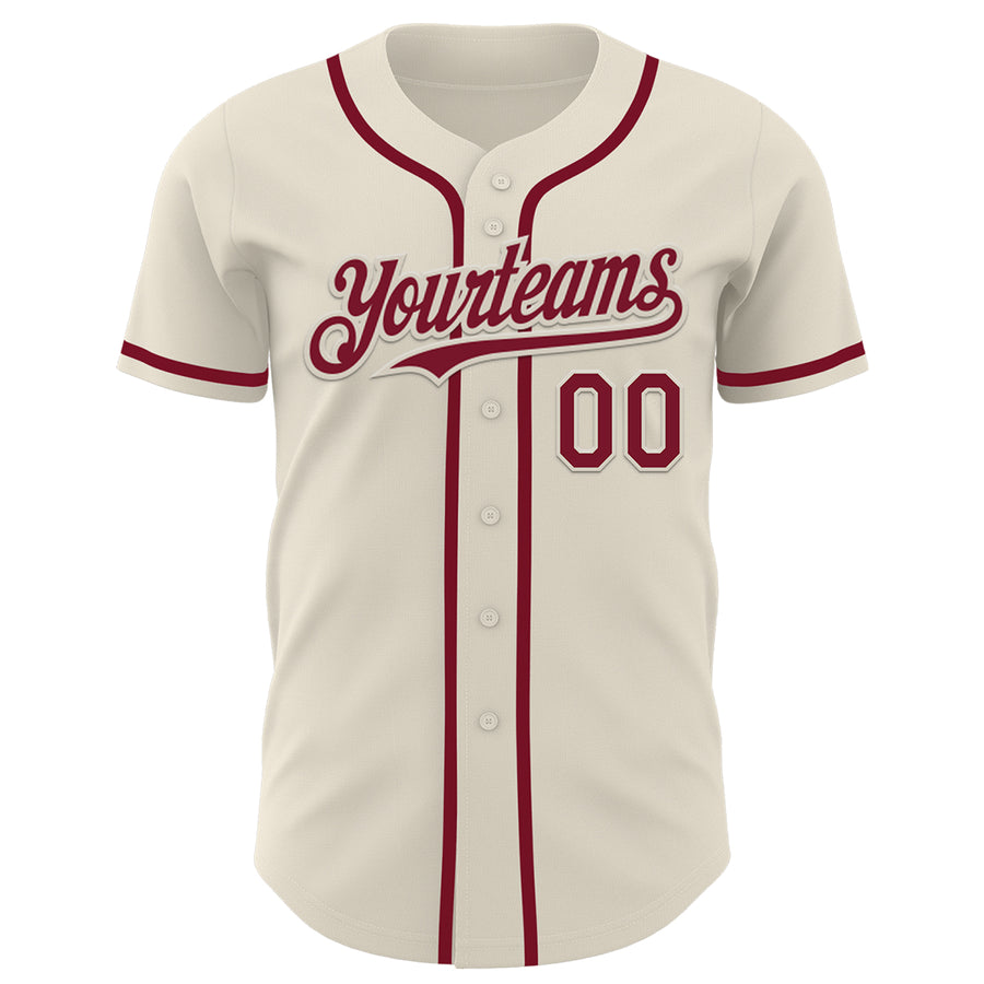 Custom Cream Crimson Authentic Baseball Jersey