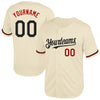 Custom Cream Black-Red Mesh Authentic Throwback Baseball Jersey
