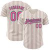 Custom Cream (Kelly Green Pink Pinstripe) Pink-Kelly Green Authentic Baseball Jersey