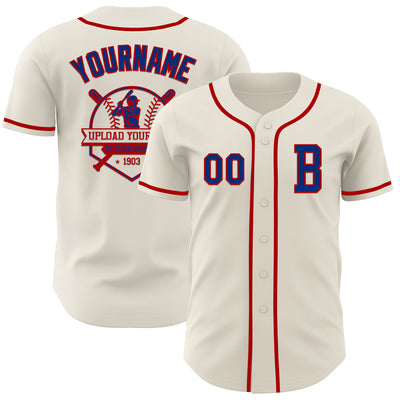 Custom Cream Royal-Red Authentic Baseball Jersey