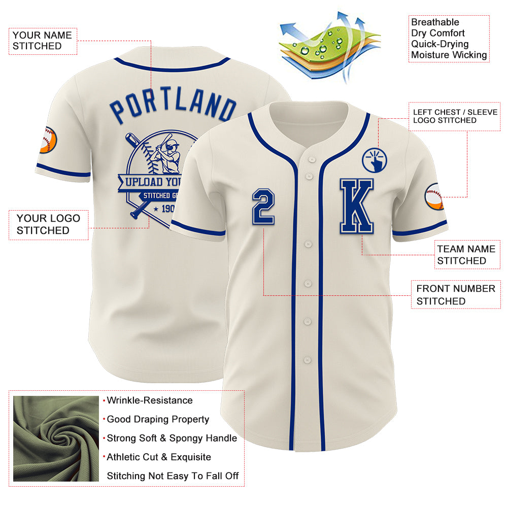 Custom Cream Royal Authentic Baseball Jersey