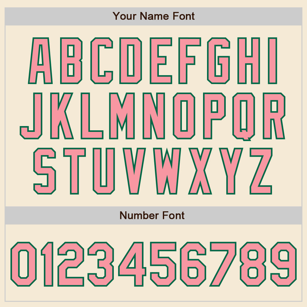 Custom Cream Medium Pink-Kelly Green Authentic Baseball Jersey