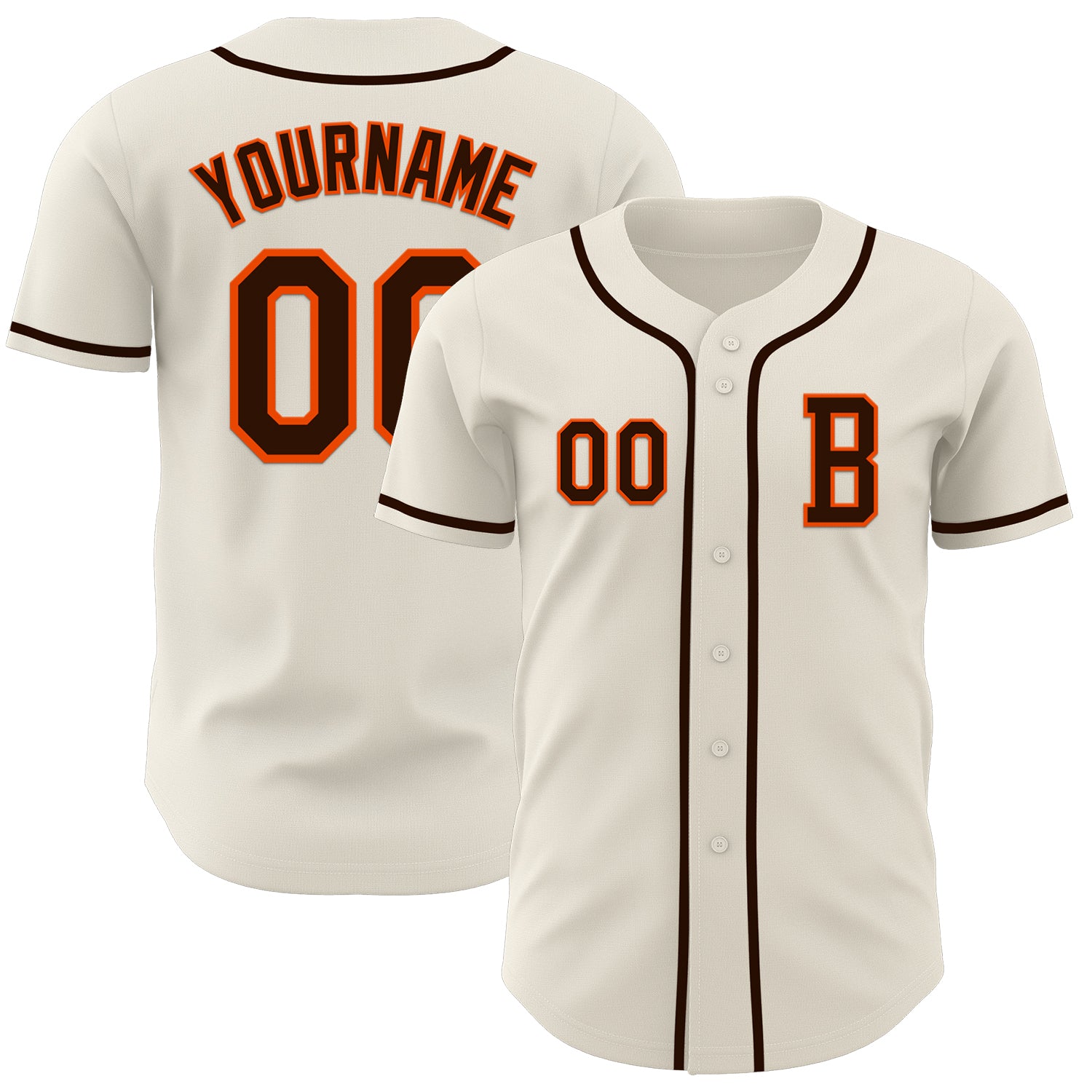 Custom Cream Brown-Orange Authentic Baseball Jersey