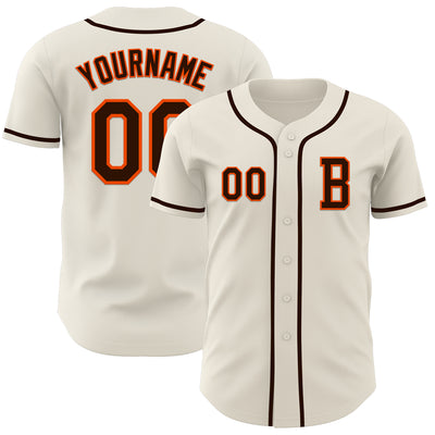 Custom Cream Brown-Orange Authentic Baseball Jersey