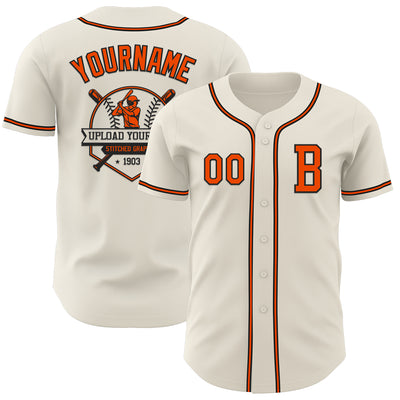 Custom Cream Orange=Black Authentic Baseball Jersey